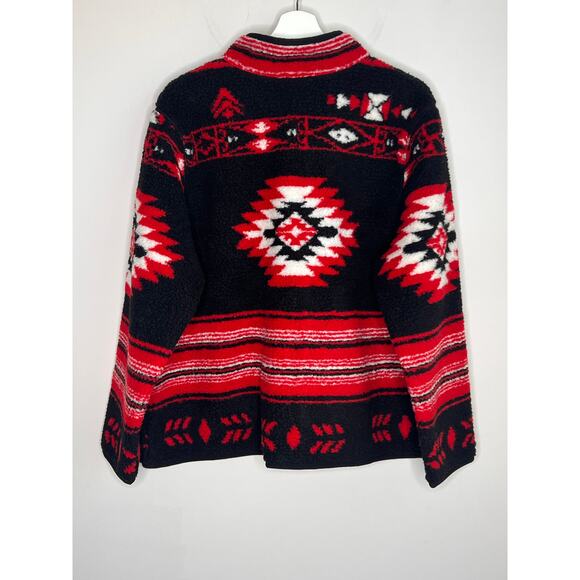 Lauren Ralph Lauren Jacquard Faux-Shearling Jacket Black/Red Women's 2X NWT - Picture 10 of 11